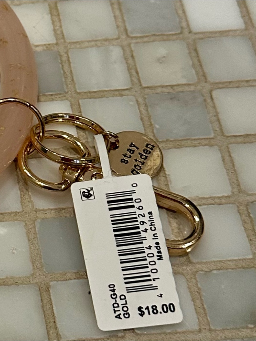 Altar’s State NWT Blush Bangle Key Ring with Stay Golden Accents - Picture 3 of 6